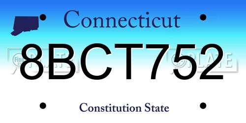 8BCT752 Connecticut License Plate