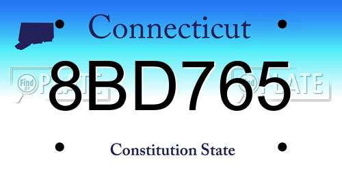 8BD765 Connecticut License Plate