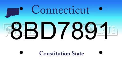 8BD7891 Connecticut License Plate