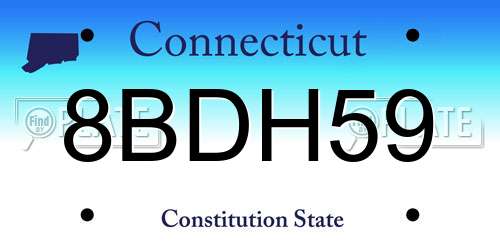 8BDH59 Connecticut License Plate