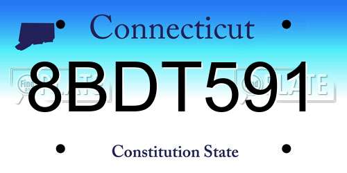 8BDT591 Connecticut License Plate