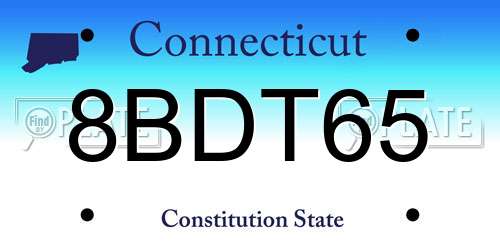 8BDT65 Connecticut License Plate