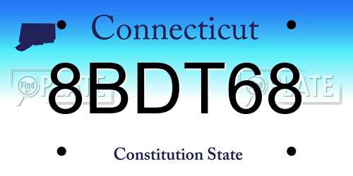 8BDT68 Connecticut License Plate
