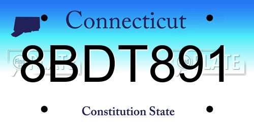 8BDT891 Connecticut License Plate