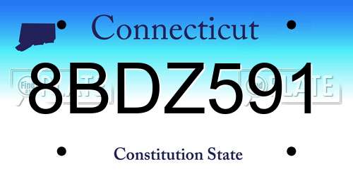 8BDZ591 Connecticut License Plate