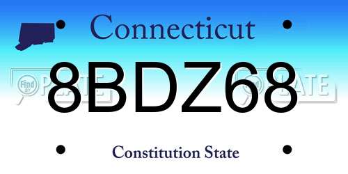 8BDZ68 Connecticut License Plate