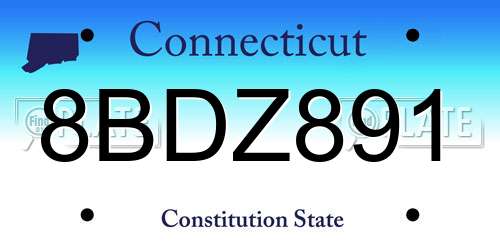 8BDZ891 Connecticut License Plate