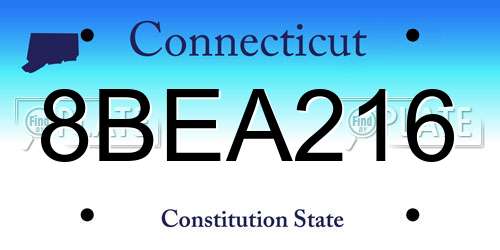 8BEA216 Connecticut License Plate