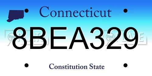 8BEA329 Connecticut License Plate