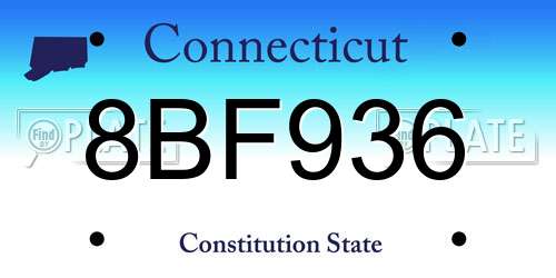 8BF936 Connecticut License Plate
