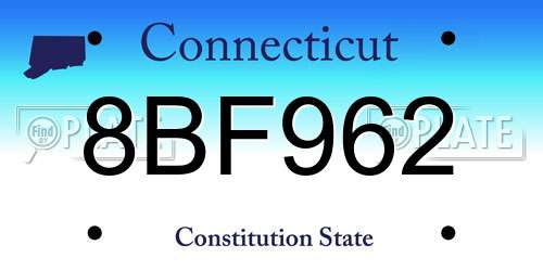 8BF962 Connecticut License Plate