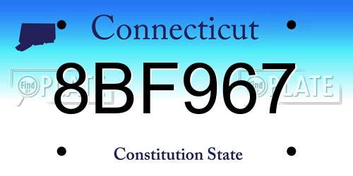 8BF967 Connecticut License Plate