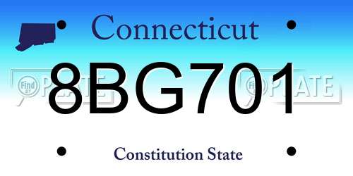 8BG701 Connecticut License Plate