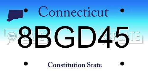 8BGD45 Connecticut License Plate