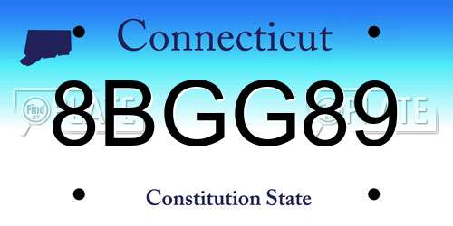 8BGG89 Connecticut License Plate