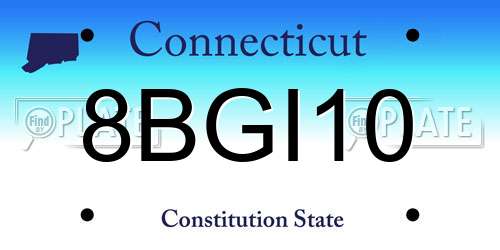 8BGI10 Connecticut License Plate