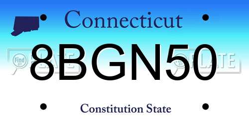 8BGN50 Connecticut License Plate
