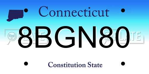 8BGN80 Connecticut License Plate