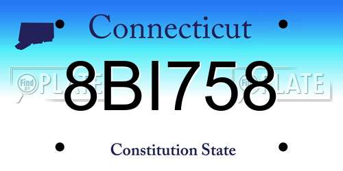 8BI758 Connecticut License Plate