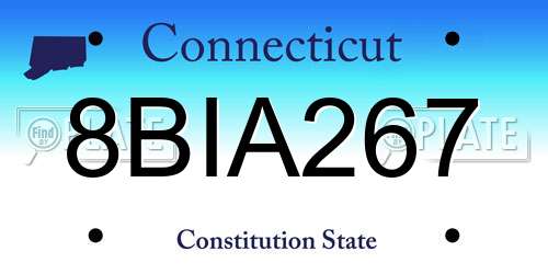 8BIA267 Connecticut License Plate
