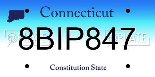 8BIP847 Connecticut License Plate