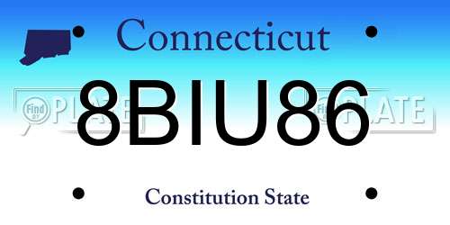 8BIU86 Connecticut License Plate
