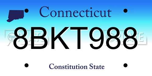 8BKT988 Connecticut License Plate