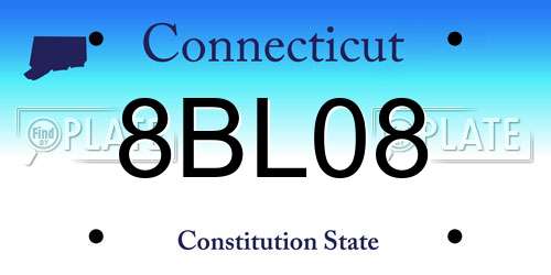 8BL08 Connecticut License Plate