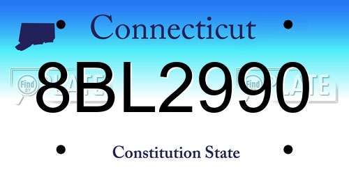 8BL2990 Connecticut License Plate