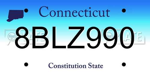 8BLZ990 Connecticut License Plate