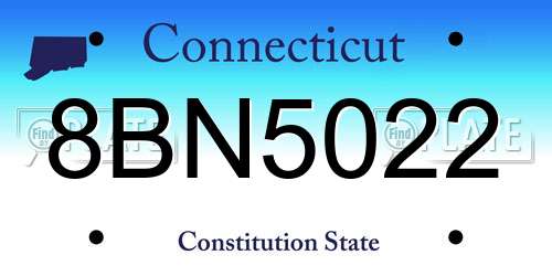 8BN5022 Connecticut License Plate
