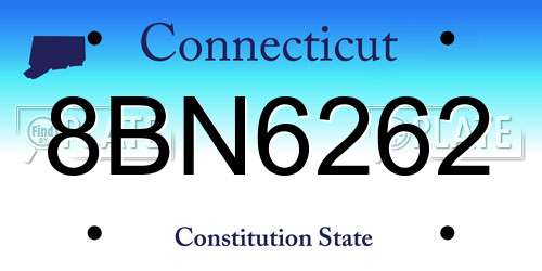 8BN6262 Connecticut License Plate