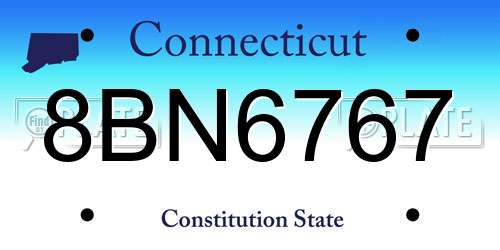 8BN6767 Connecticut License Plate