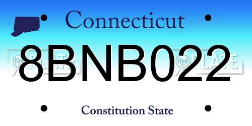 8BNB022 Connecticut License Plate