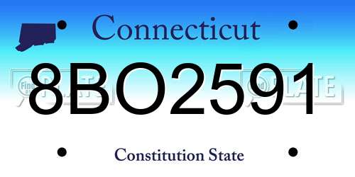 8BO2591 Connecticut License Plate