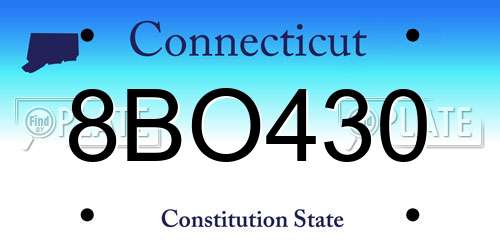 8BO430 Connecticut License Plate