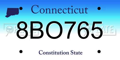 8BO765 Connecticut License Plate