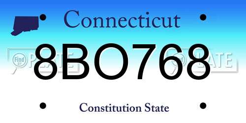 8BO768 Connecticut License Plate