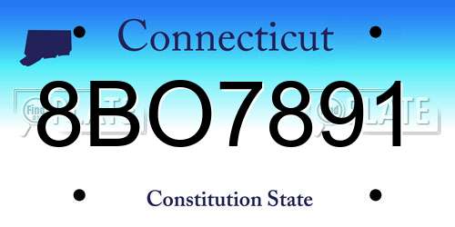 8BO7891 Connecticut License Plate