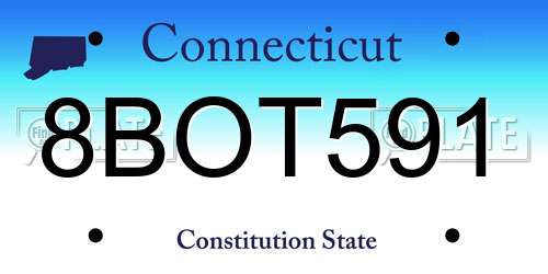 8BOT591 Connecticut License Plate