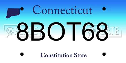 8BOT68 Connecticut License Plate