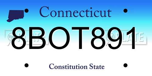 8BOT891 Connecticut License Plate