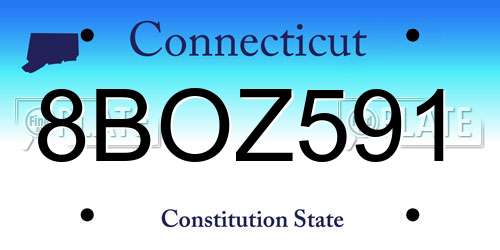 8BOZ591 Connecticut License Plate
