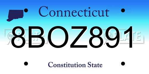 8BOZ891 Connecticut License Plate