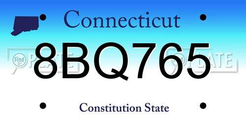 8BQ765 Connecticut License Plate
