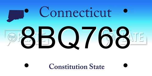 8BQ768 Connecticut License Plate