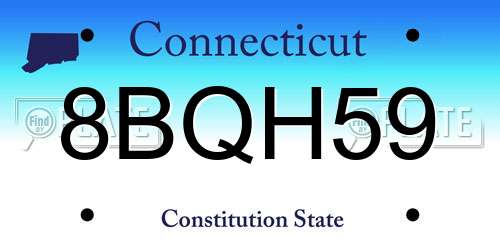 8BQH59 Connecticut License Plate