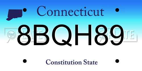 8BQH89 Connecticut License Plate