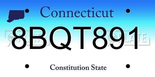 8BQT891 Connecticut License Plate