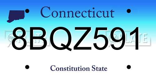 8BQZ591 Connecticut License Plate